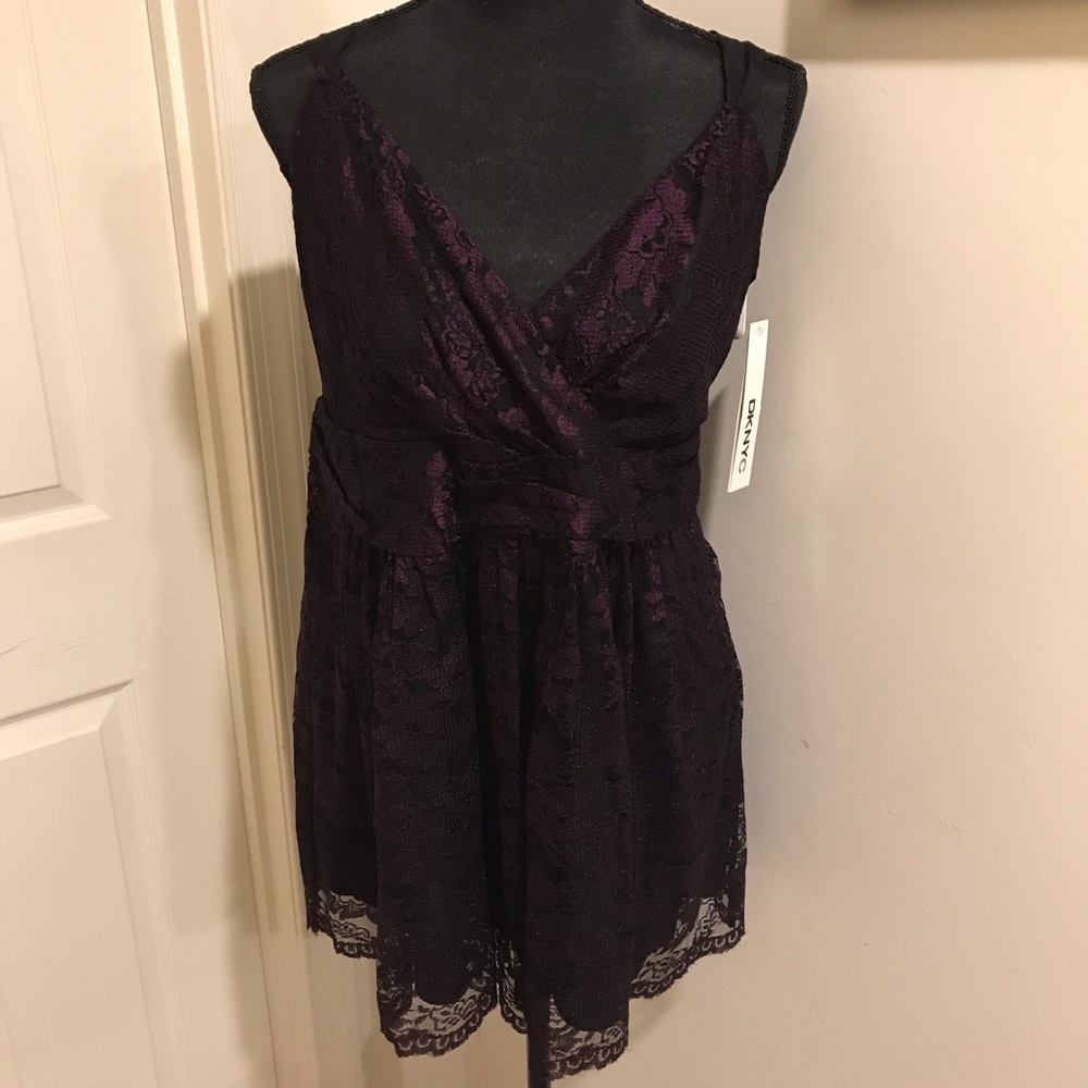 DKNYC Black and Purple Lace Tank